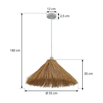Lindby Hängeleuchte Borys, dimmbar, Leuchtmittel nicht inklusive, Landhaus / Rustikal, Wassergras, holz hell, 1 flammig, E27