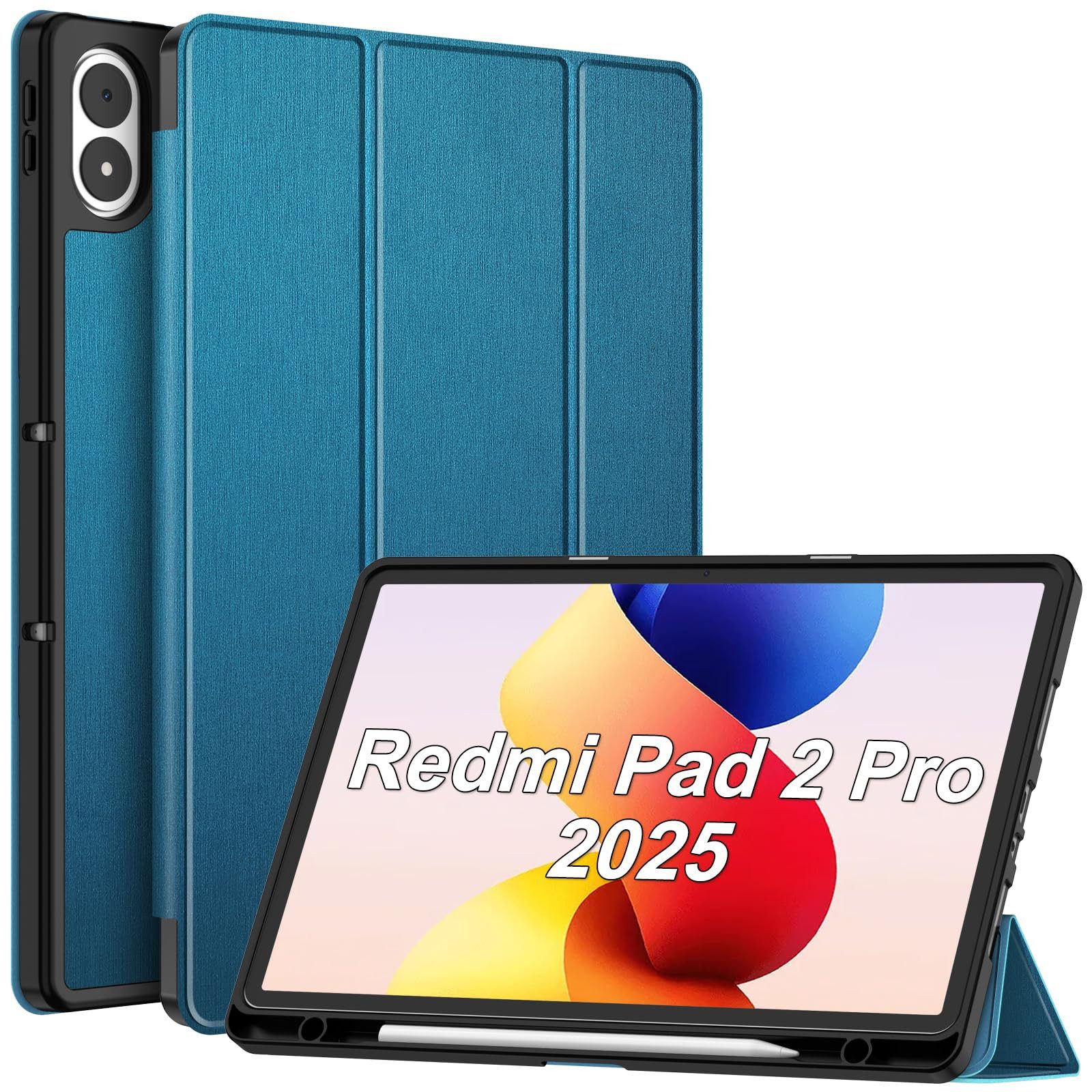 Fintie Tablet-Hülle für Redmi Pad 2 Pro 12.1 Zoll 2025 Schutzhülle mit Stifthalter, Ultradünne Soft TPU Rückseite Abdeckung mit Auto Schlaf/Wach Funktion