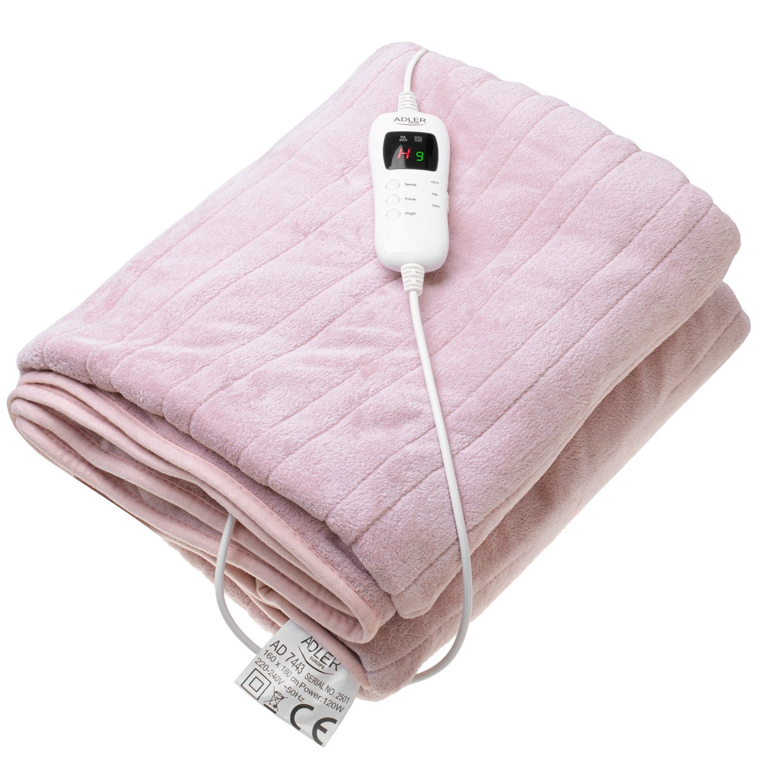 Adler Heizdecke AD 7443 Heizdecke 120 W - 160 x 180 cm mit 7 Heizstufen & Timer, 1-tlg.