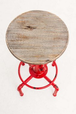 TPFLiving Barhocker Lumos (mit Fußstütze - Hocker für Theke & Küche - Tresenhocker), 4-Fuß Gestell Metall Rot - Sitzfläche: Holz