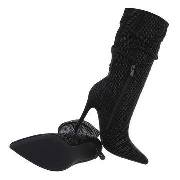 Ital-Design Damen Abendschuhe Party & Clubwear High-Heel-Stiefel (81775181) Pfennig-/Stilettoabsatz High-Heel Stiefel in Schwarz