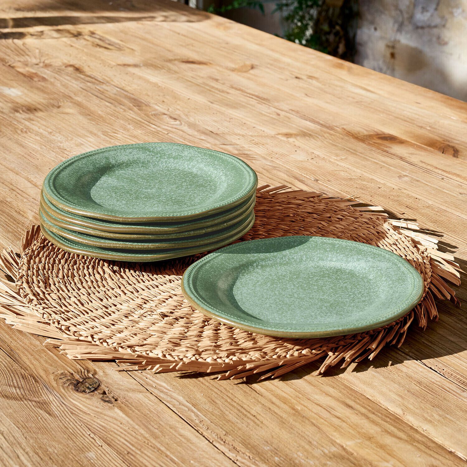 Mirabeau Geschirr-Set Dessertteller 6er Set Norrvik grün, Steinzeug