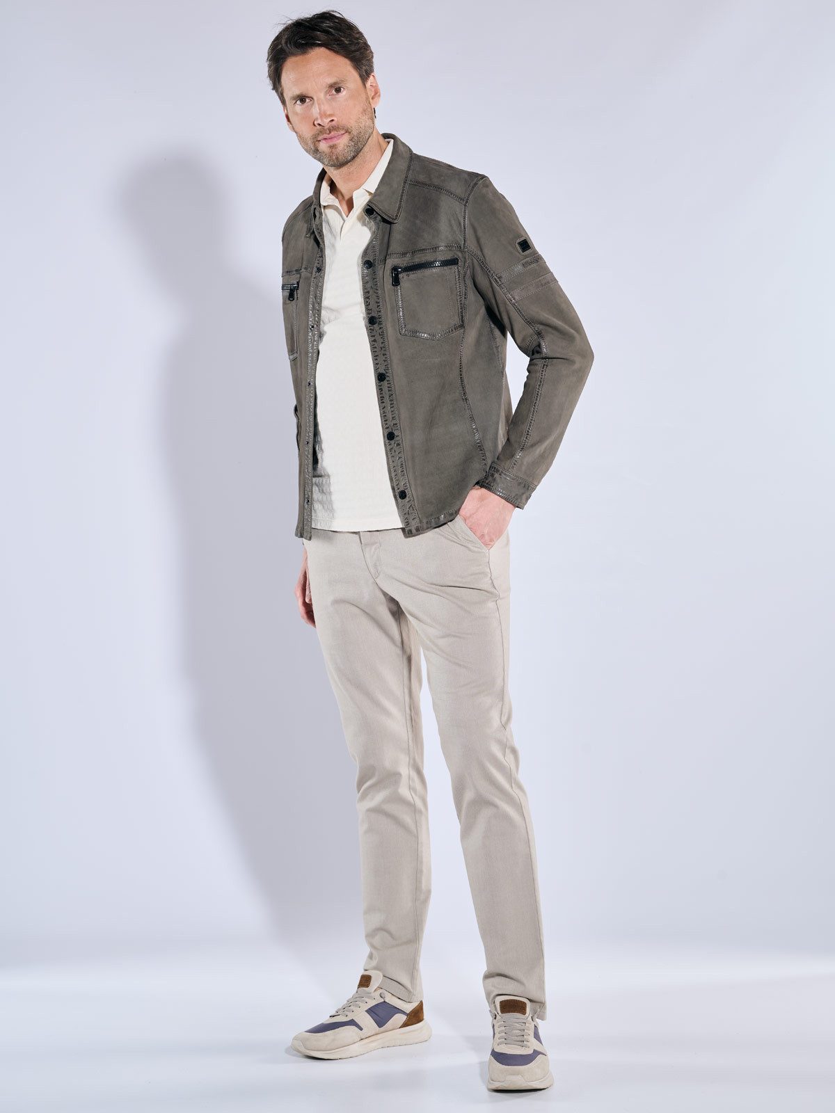 Engbers Lederjacke Herren Lederjacke regular, Grau