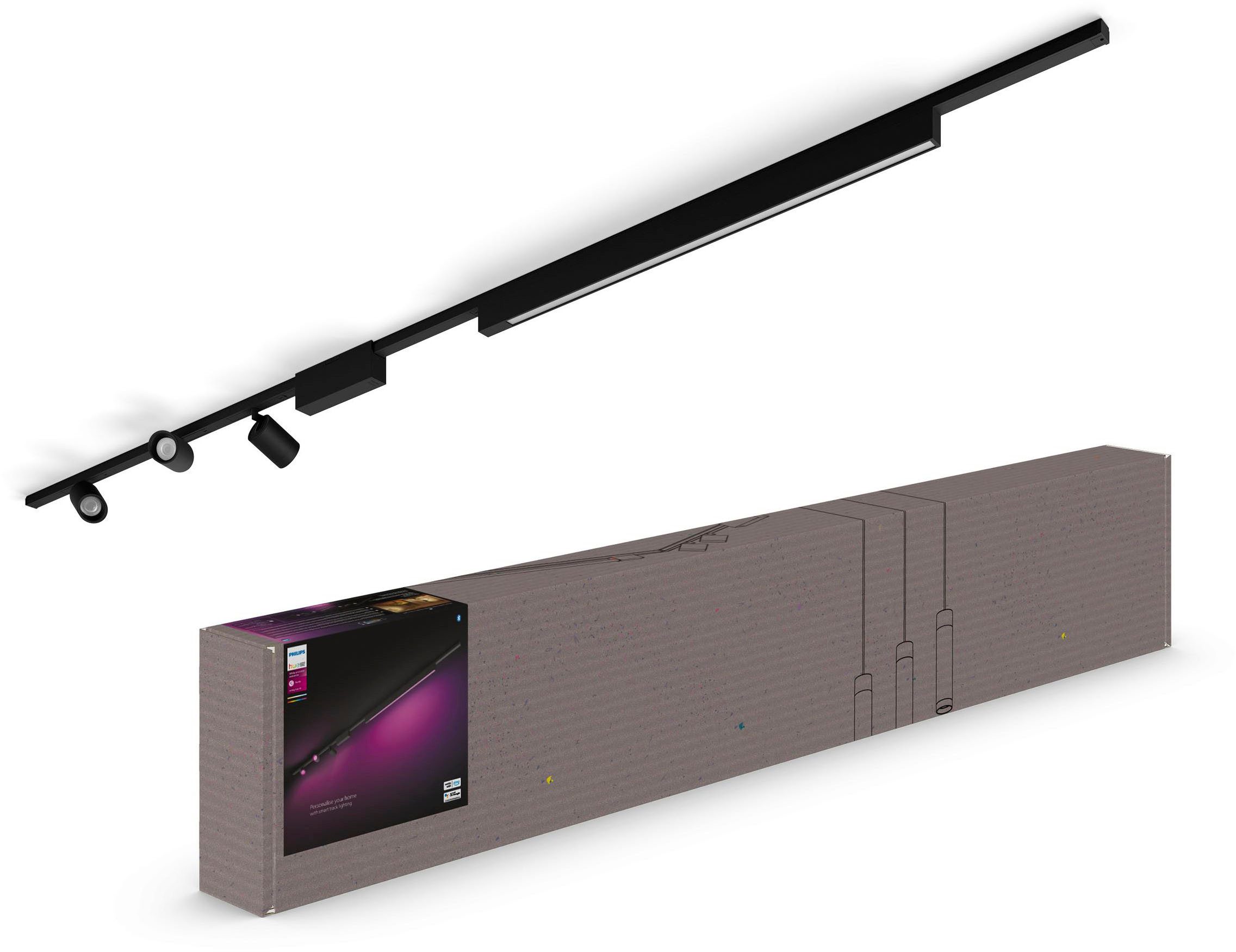 Philips Hue Schienensystem-Sets Perifo Schienensystem Basis-Set 3 Spots + Lightbar, Dimmfunktion, LED fest integriert, Farbwechsler, 510 lm, 2000-6500 K, Leuchtdauer 25.000 Stunden, Made in Europe