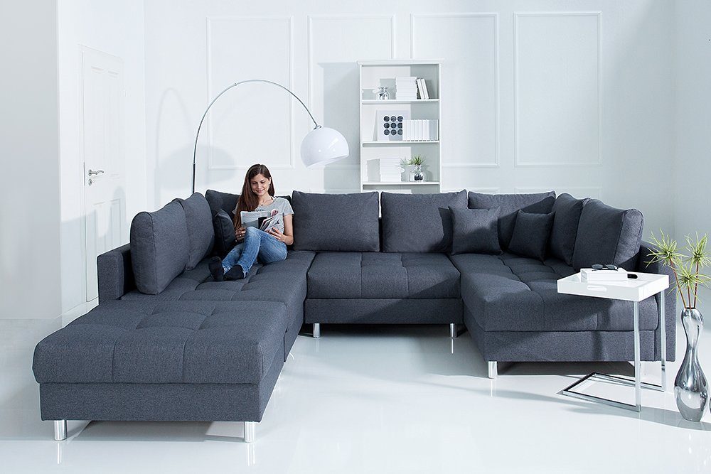 riess-ambiente Wohnlandschaft KENT 305cm anthrazit, Einzelartikel günstig online kaufen