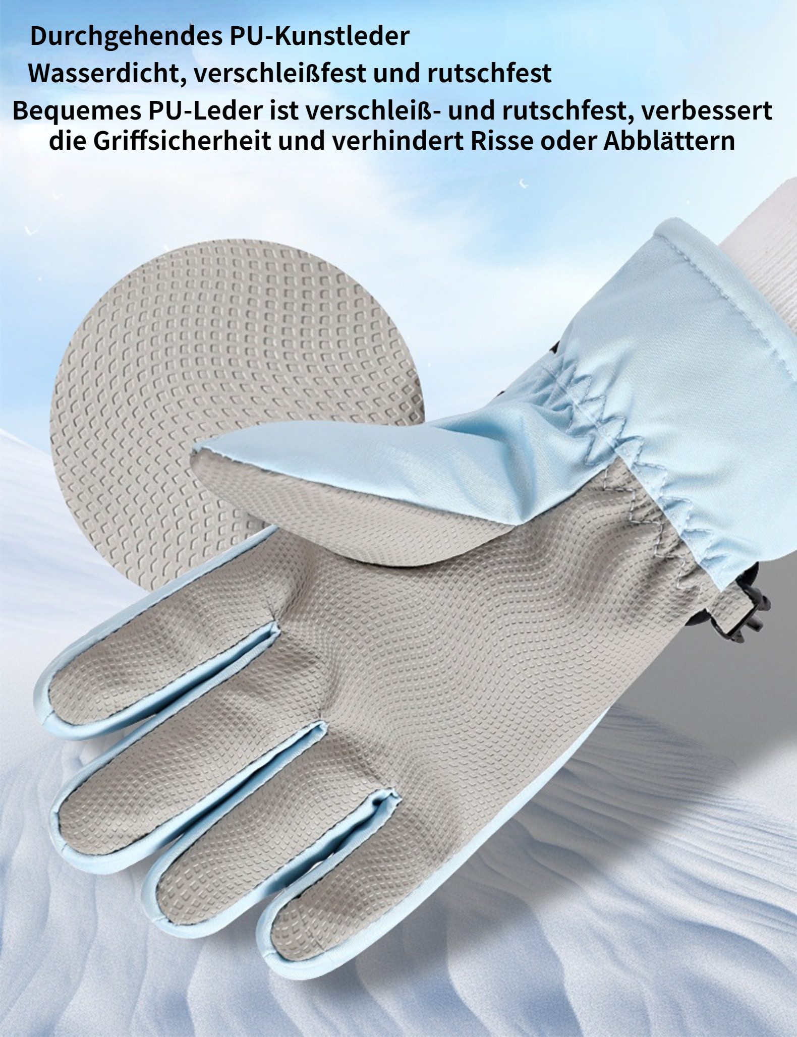 Blusmart Skihandschuhe Winter-Skihandschuhe für Herren und Damen (Warme, dicke Fleece-Handschuhe, winddicht und rutschfest, 5-Finger-Touchscreen, präzises Ansprechverhalten) Outdoor-Fahrradhandschuhe für Herren und Damen