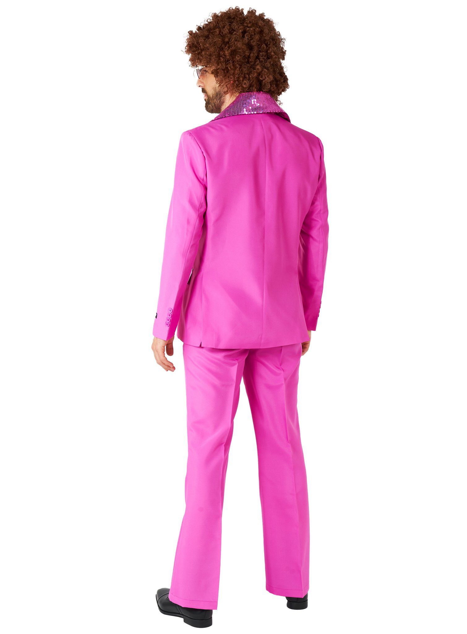 SuitMeister Partyanzug Disco Kostüm pink Anzug - für Karneval Halloween, 70er Disco Anzug mit reichlich Pailletten
