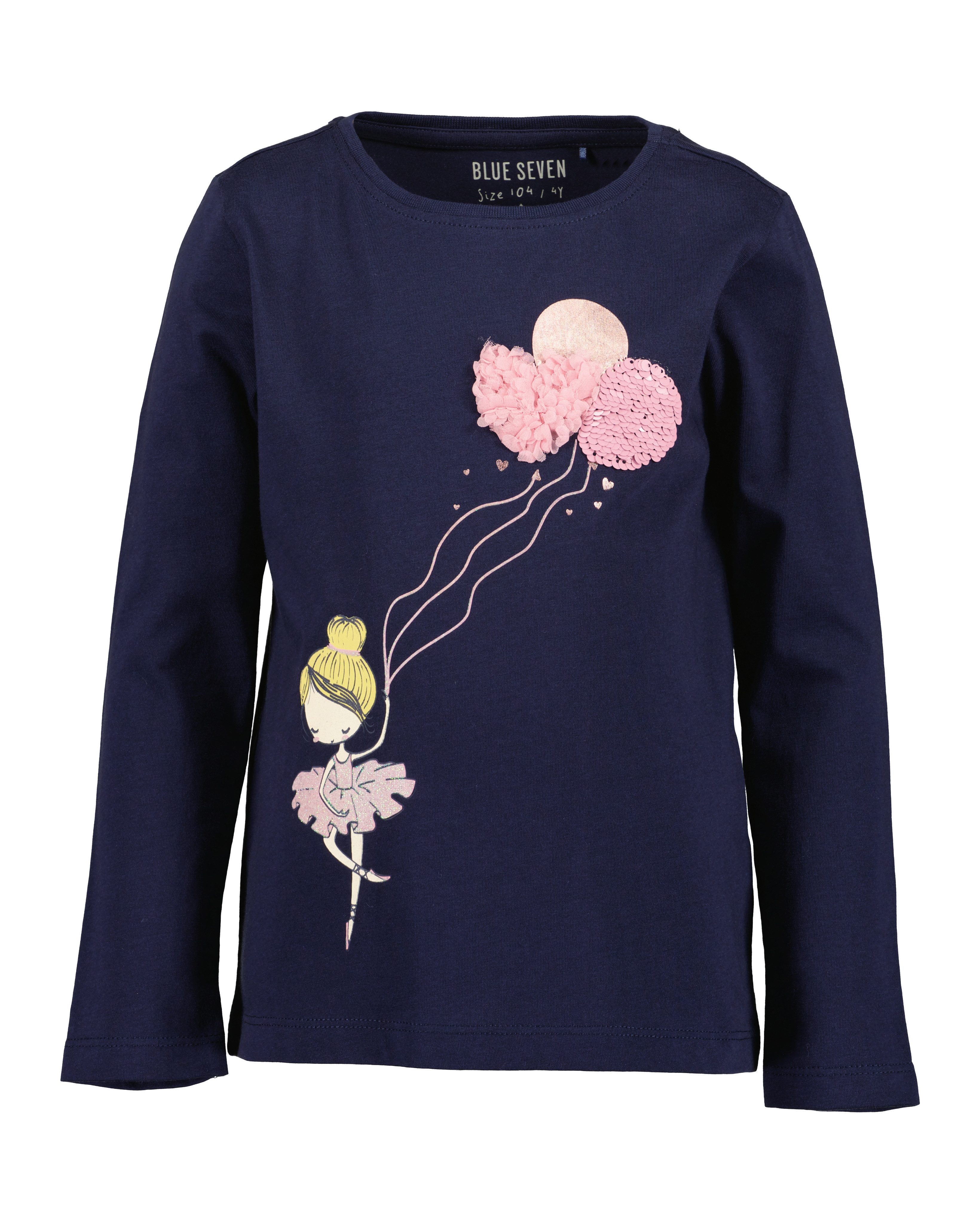 Blue Seven Langarmshirt Baumwolle, Wendepailletten, Glitzerdruck und Tüll-Applikation