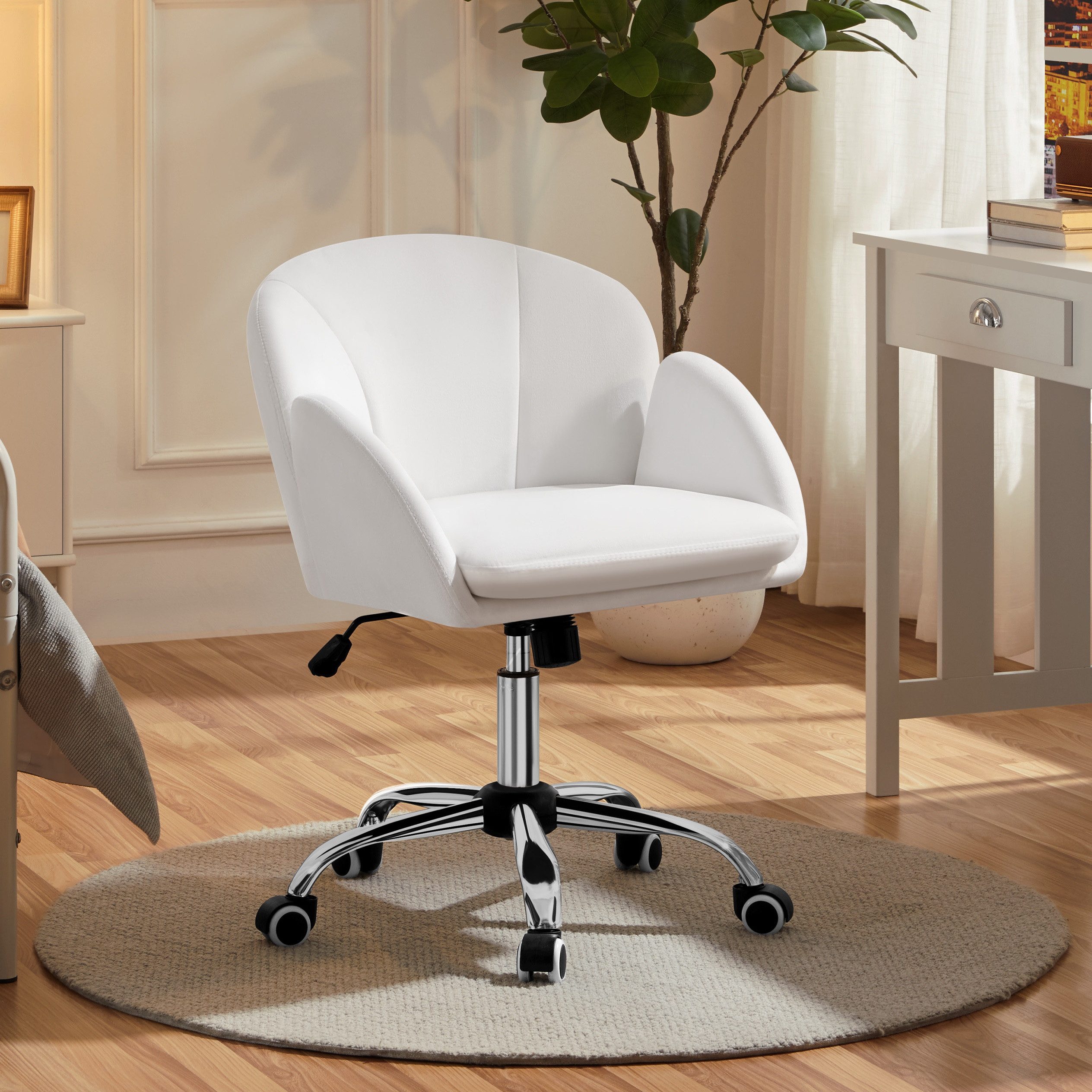 Yaheetech Drehstuhl Schreibtischstuhl mit 5 Rollen, Bürostuhl Schminkstuhl, günstig online kaufen