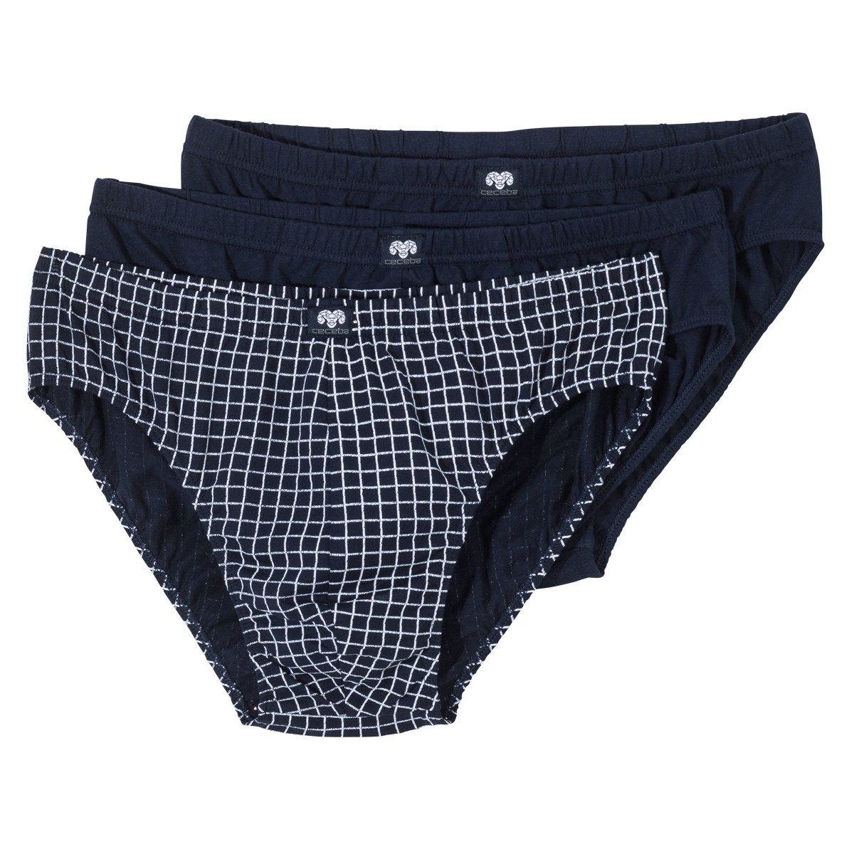 CECEBA Slip Ceceba 3er-Pack Slips Übergröße navy/Gitterkaro (Packung, 3-St., 3er-Pack)