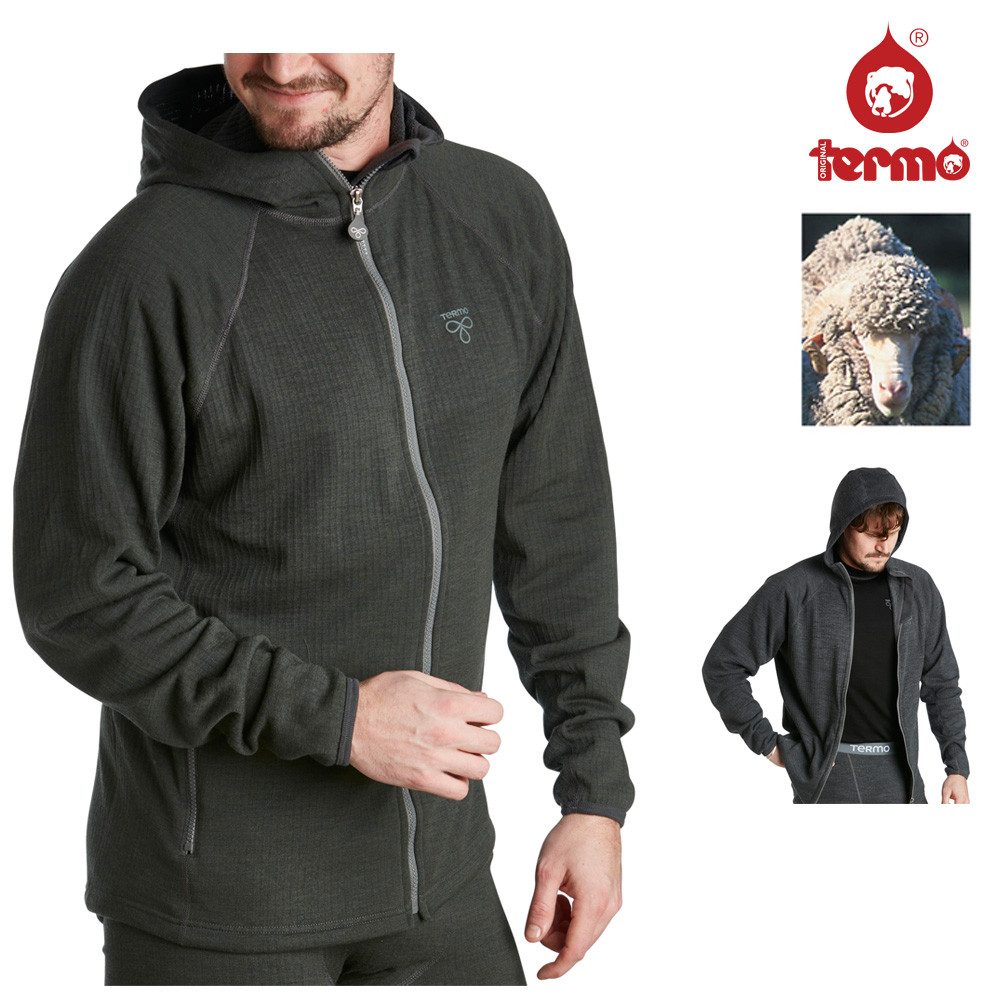Termozeta Fleeceshirt TERMO - Wool Original 2.0 HOODIE Full Zip - dicke Merino Herren Jacke