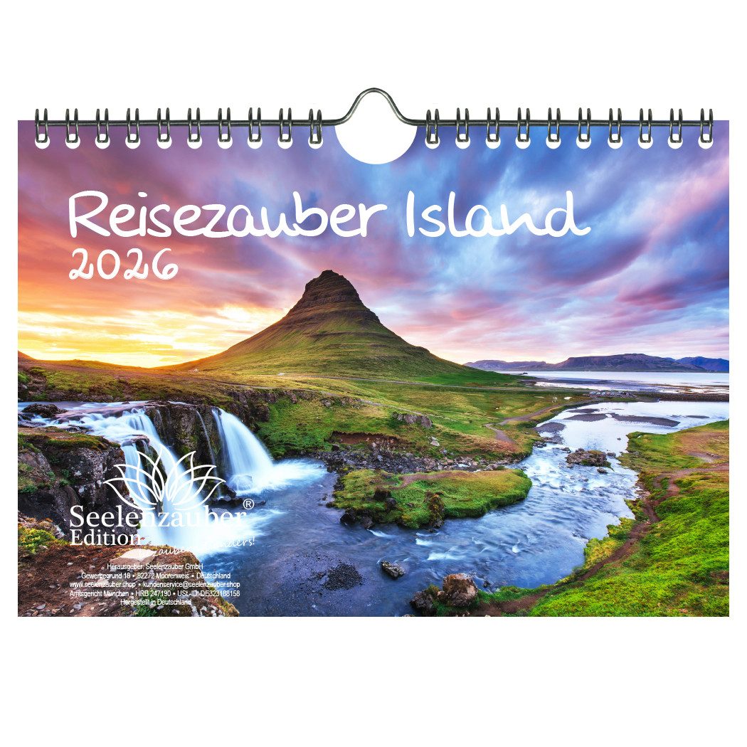 Seelenzauber Wandkalender Reisezauber Island DIN A5 Kalender für 2026 Reykjavík Stadt Reise Land