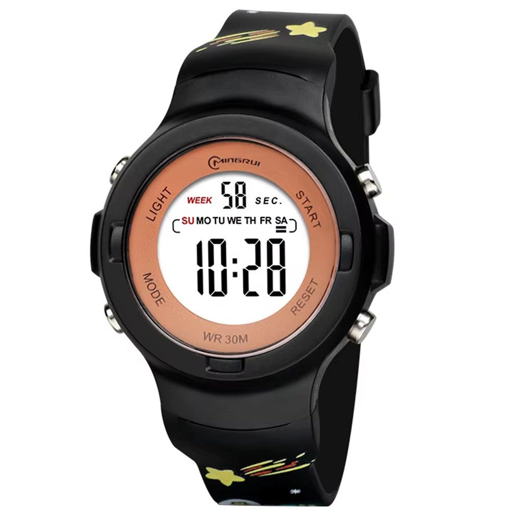 K&L Wall Art Digitaluhr Weltraum Kinder Armbanduhr Astronaut Silikonuhr für Jungen, Licht, Wecker, Wochentag, Stoppuhr, Silikonarmband, 3ATM