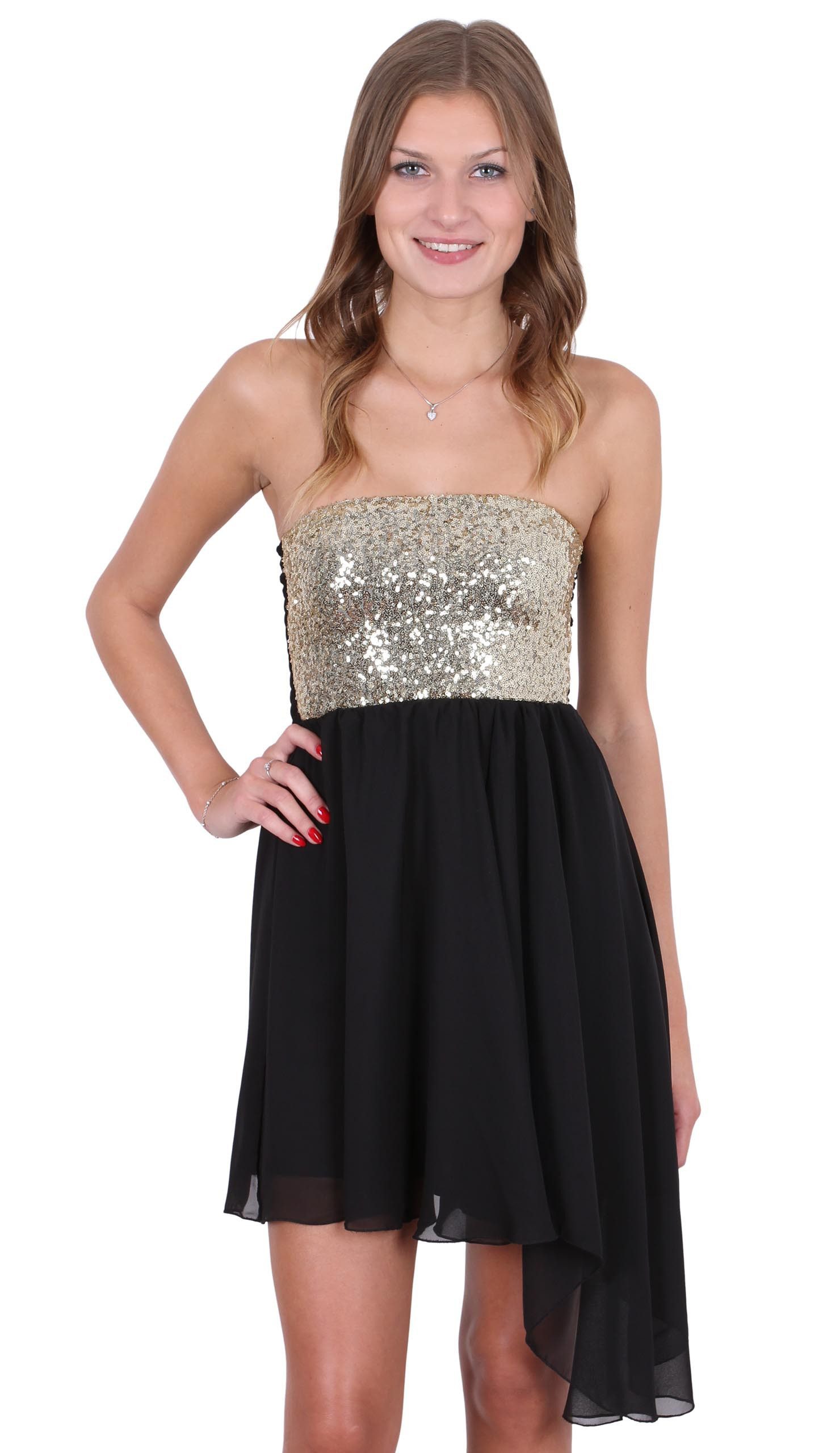 Sarcia.eu Minikleid John Zack schwarzes Minikleid aus Chiffon, Pailetten XL günstig online kaufen