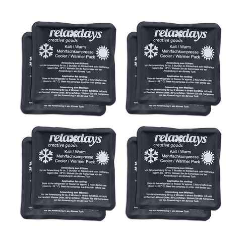 relaxdays Kalt-Warm-Kompresse Kühlpads Quadrat 8er Set schwarz