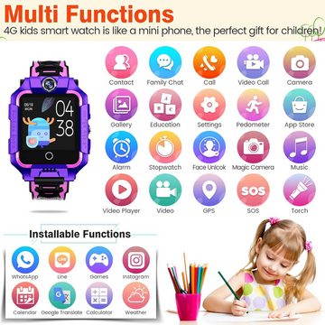 ele eleoption für Kinder Mädchen Jungen, GPS IP67 Wasserdicht Smartwatch (Android / iOS), mit 4G 360° Dual-Kamera WiFi Video Telefonanruf SOS Schrittzähler