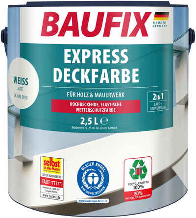 Baufix Wetterschutzfarbe Express Deckfarbe, erhöhte Witterungsbeständigkeit, elastisch, 2,5L, matt