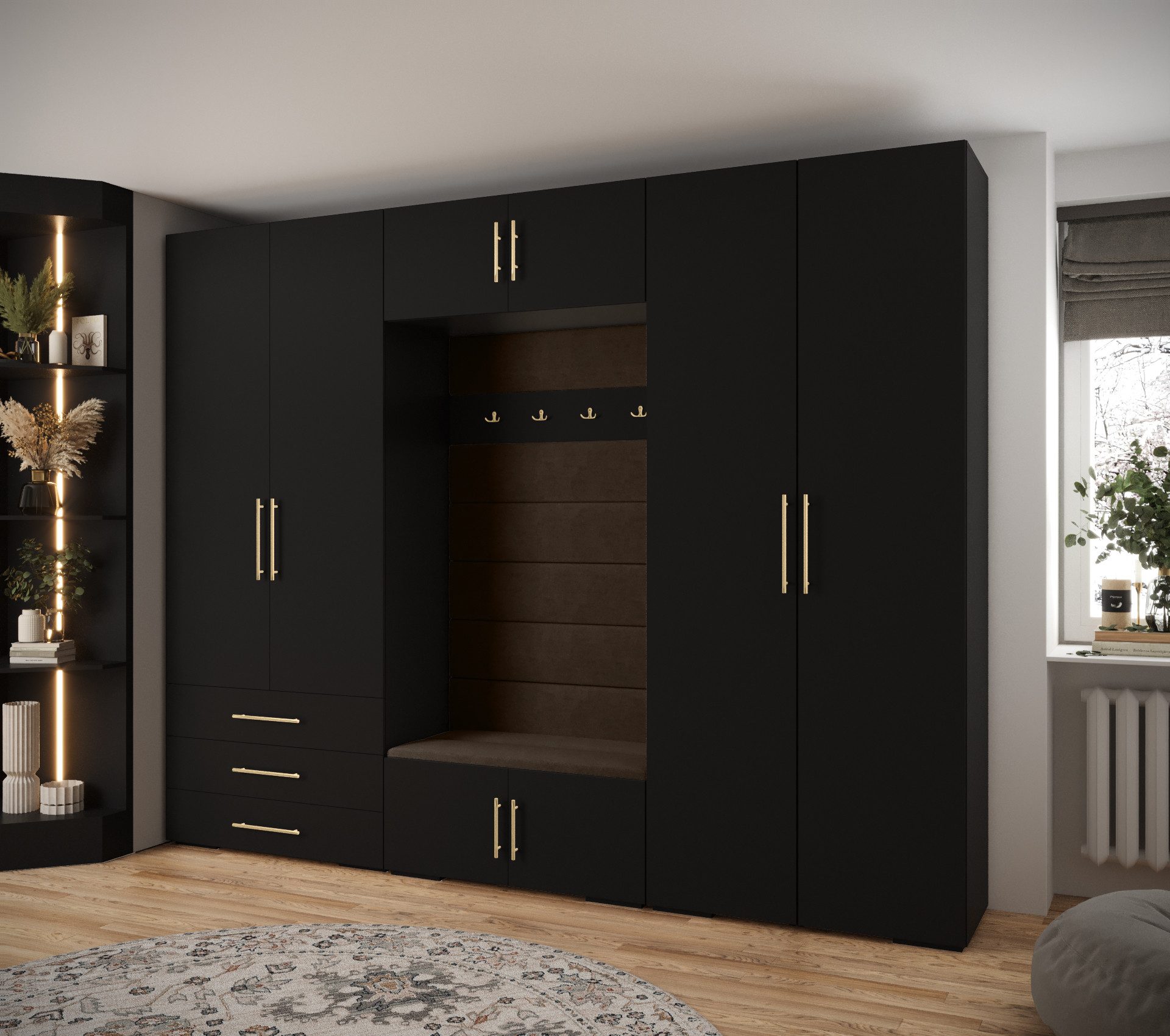 ABIKS MÖBEL Kompaktgarderobe INOVA 3 SATZ 14 Möbelset, Garderobe mit Kleiderstange und Regalen