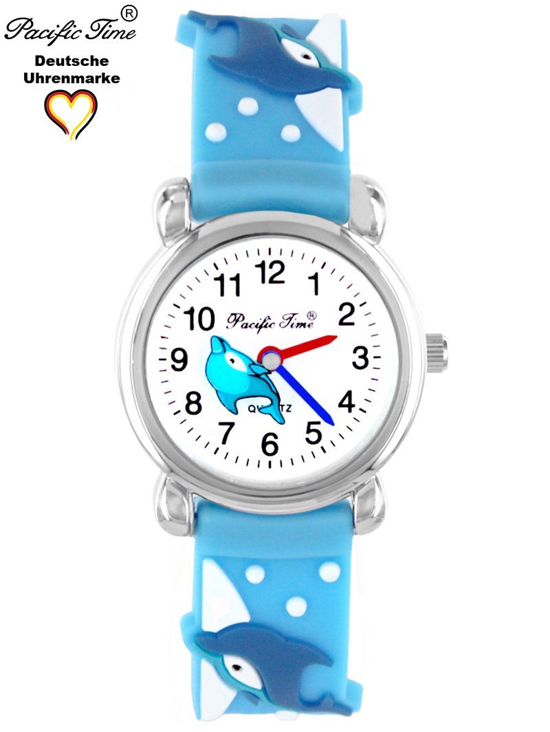 Kinder Delfin Armbanduhr Pacific blau Time Quarzuhr Versand Gratis Silikonarmband,
