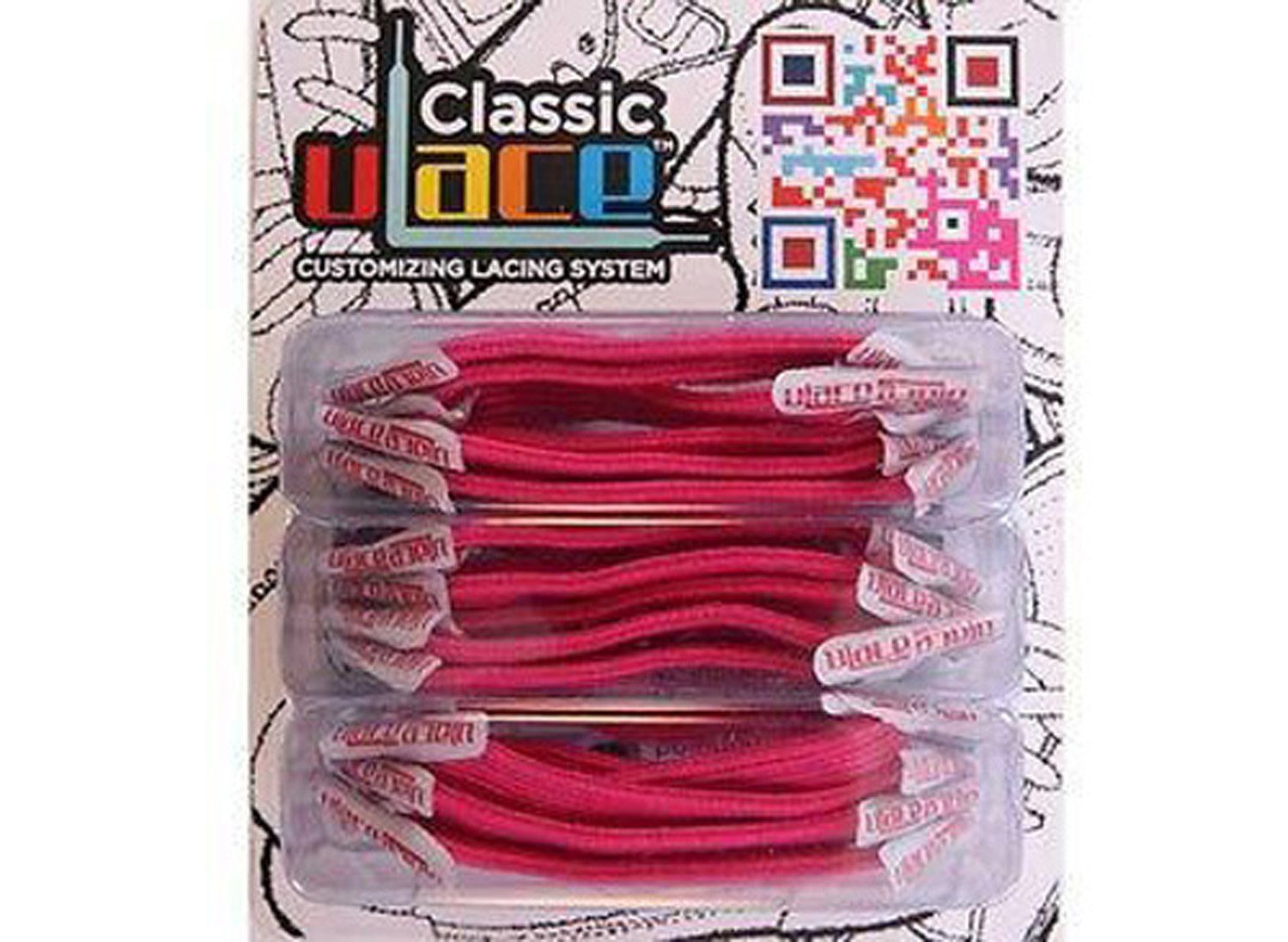 elastische Neon U-Laces Magenta Classic - 18 Wiederhaken Stück Schnürsenkel mit Schnürsenkel