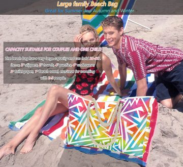AquaBreeze XL-Strandtasche Große wasserdichte Strandtasche (1-tlg., Für Damen mit Reißverschluss, 7 Taschen), Für Reise, Fitnessstudio, Schwimmen und Strandurlaub