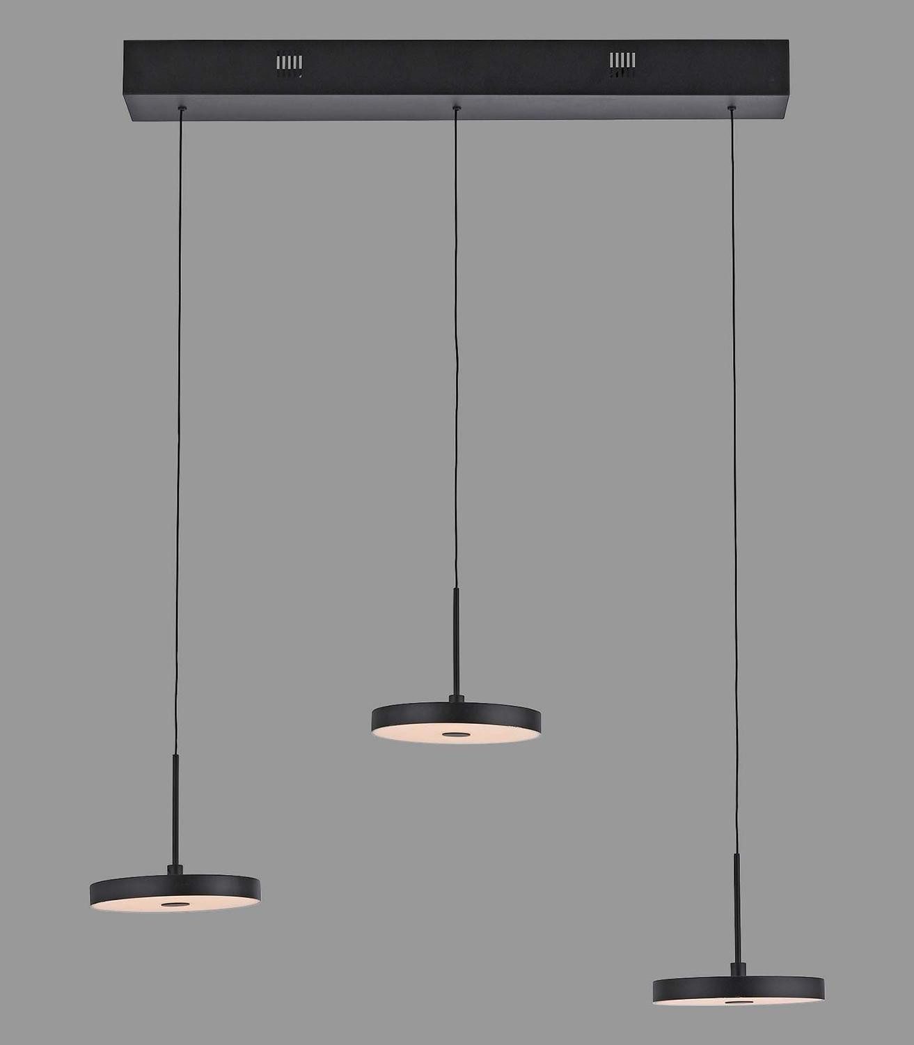 JUST LIGHT LED Pendelleuchte PLATA, 3-flammig, Schwarz, Metall, Dimmfunktio günstig online kaufen