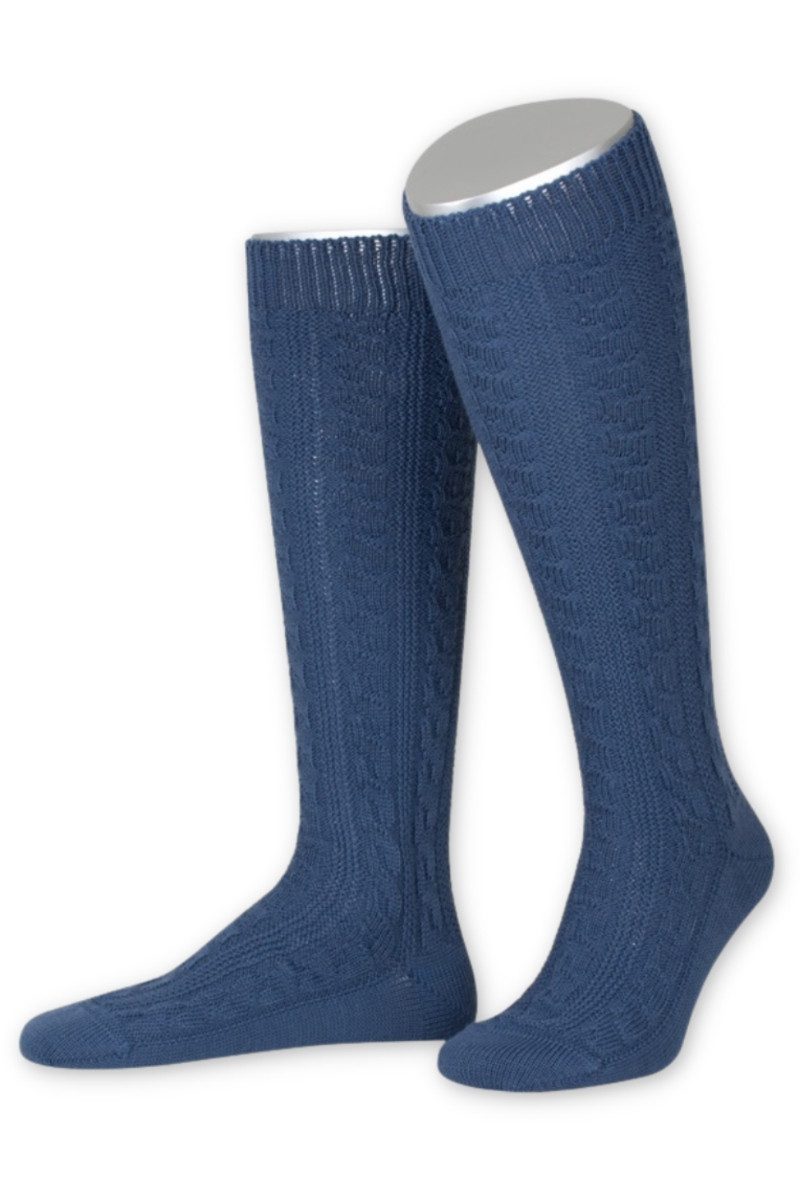 Lusana Trachtensocken Trachten Kniestrümpfe - L340 - jägeroliv, stahlblau, günstig online kaufen