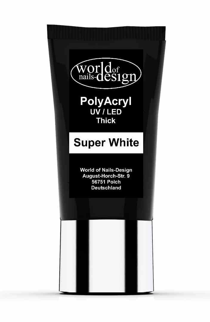 World of Nails-Design UV-Gel in -Gel, 30ml PolyAcryl AcrylGel super white Studioqualität Tube