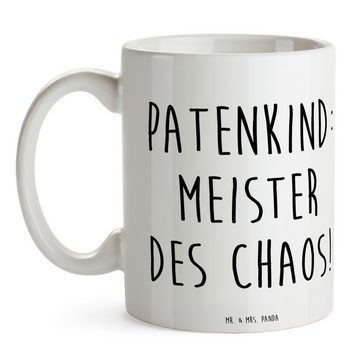 Mr. & Mrs. Panda Tasse Patenkind Chaos - Weiß - Geschenk, Vatertag, Teetasse, Tasse Sprüche, Keramik, Brillante Bedruckung