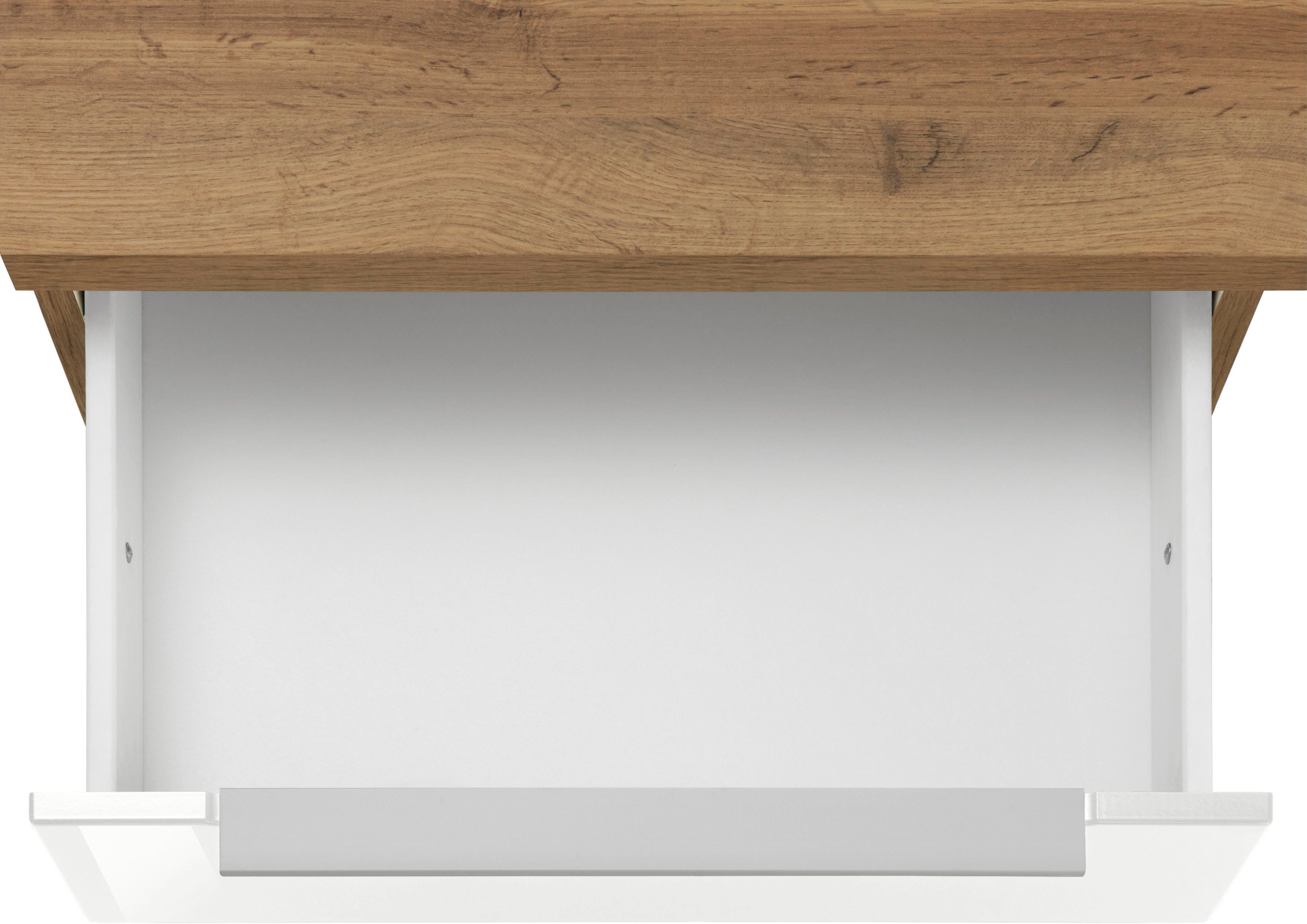 HELD MÖBEL Küchenzeile 210 mit weiß | wotaneichefarben cm Breite E-Geräten, Brindisi, Hochglanz/wotaneichefarbe