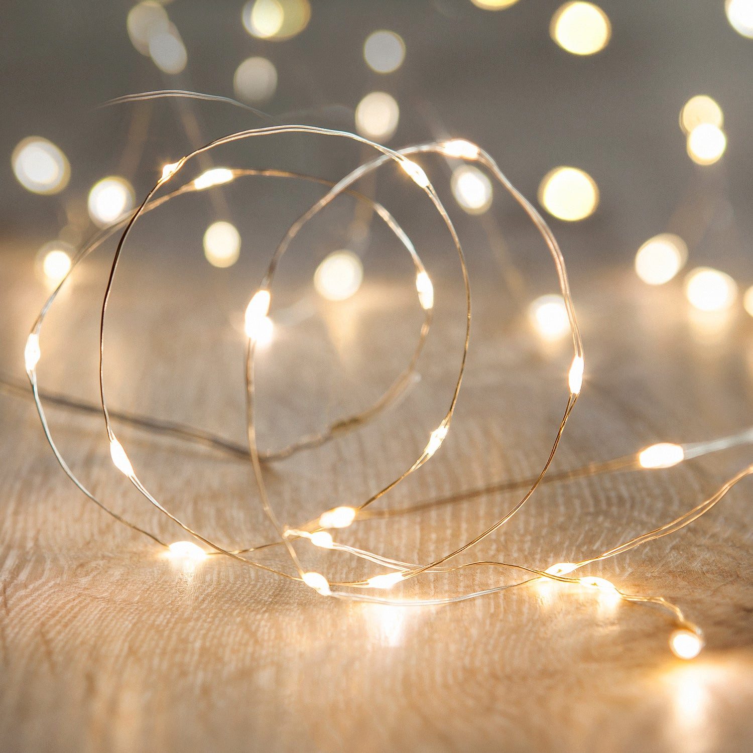 Lights4fun LED-Lichterkette 50er LED Micro Lichterkette warmweiß