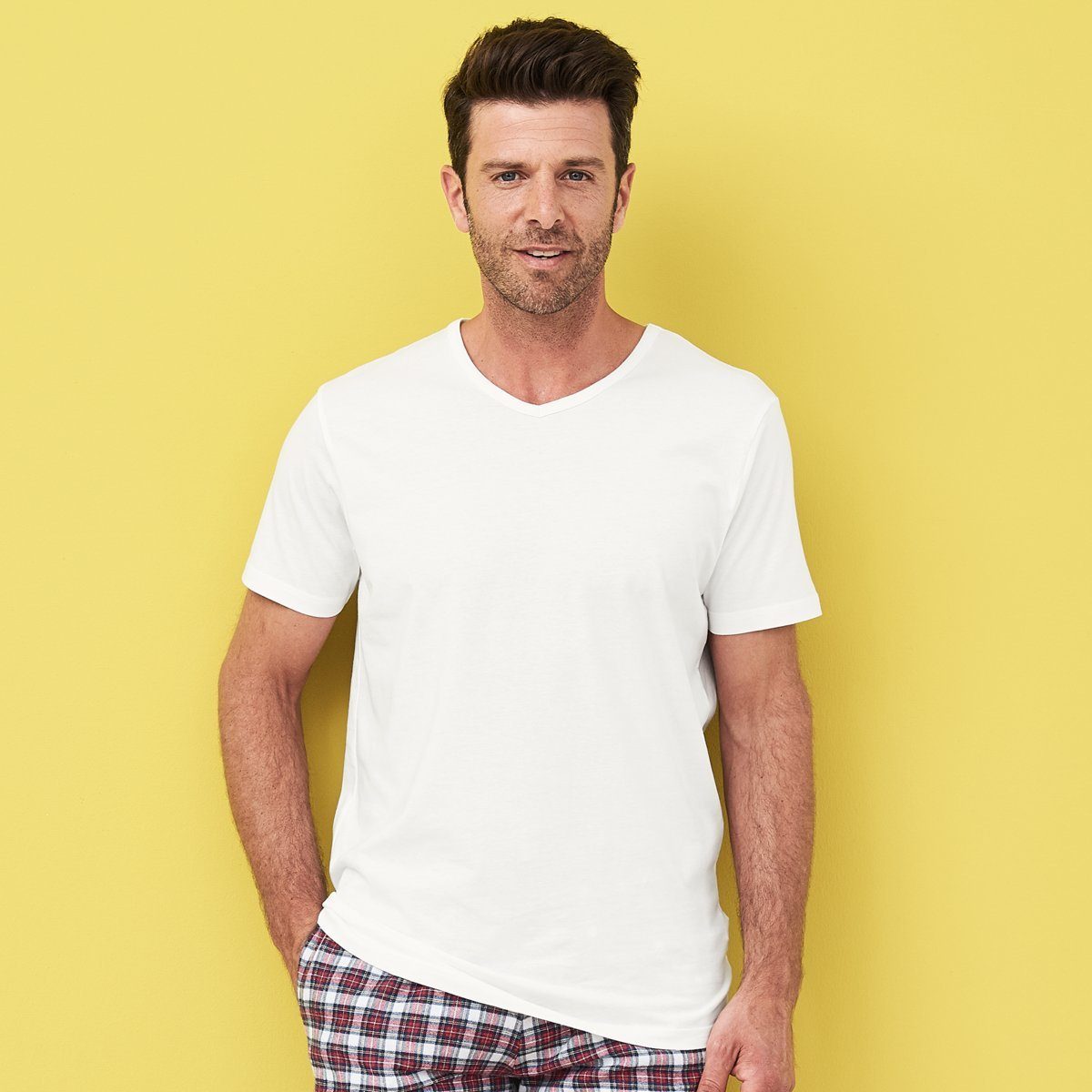 Single T-Shirt LIVING Sanftes, DEAN tragefreundliches White Jersey CRAFTS
