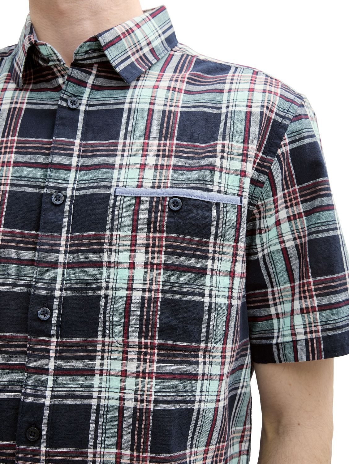 TOM TAILOR Kurzarmhemd CHECKED SLUBYARN SHIRT (1-tlg)