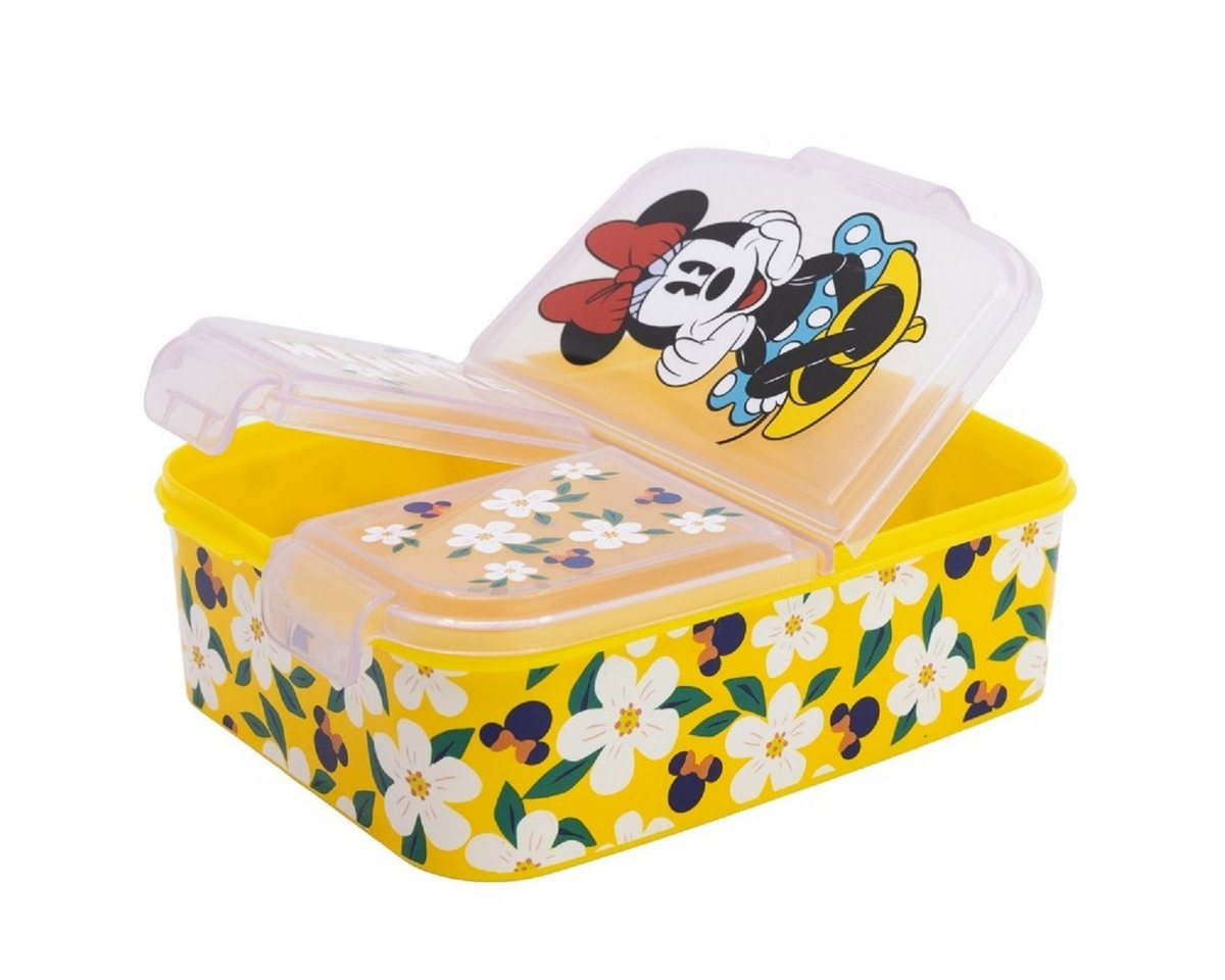 Stor Lunchbox Disney Minnie Mouse Kinder Brotdose Lunchbox 3 Fächern, (Dose-Set, 1x Deckel, 1x Behälter), Lebensmittelaufbewahrungsbehälter