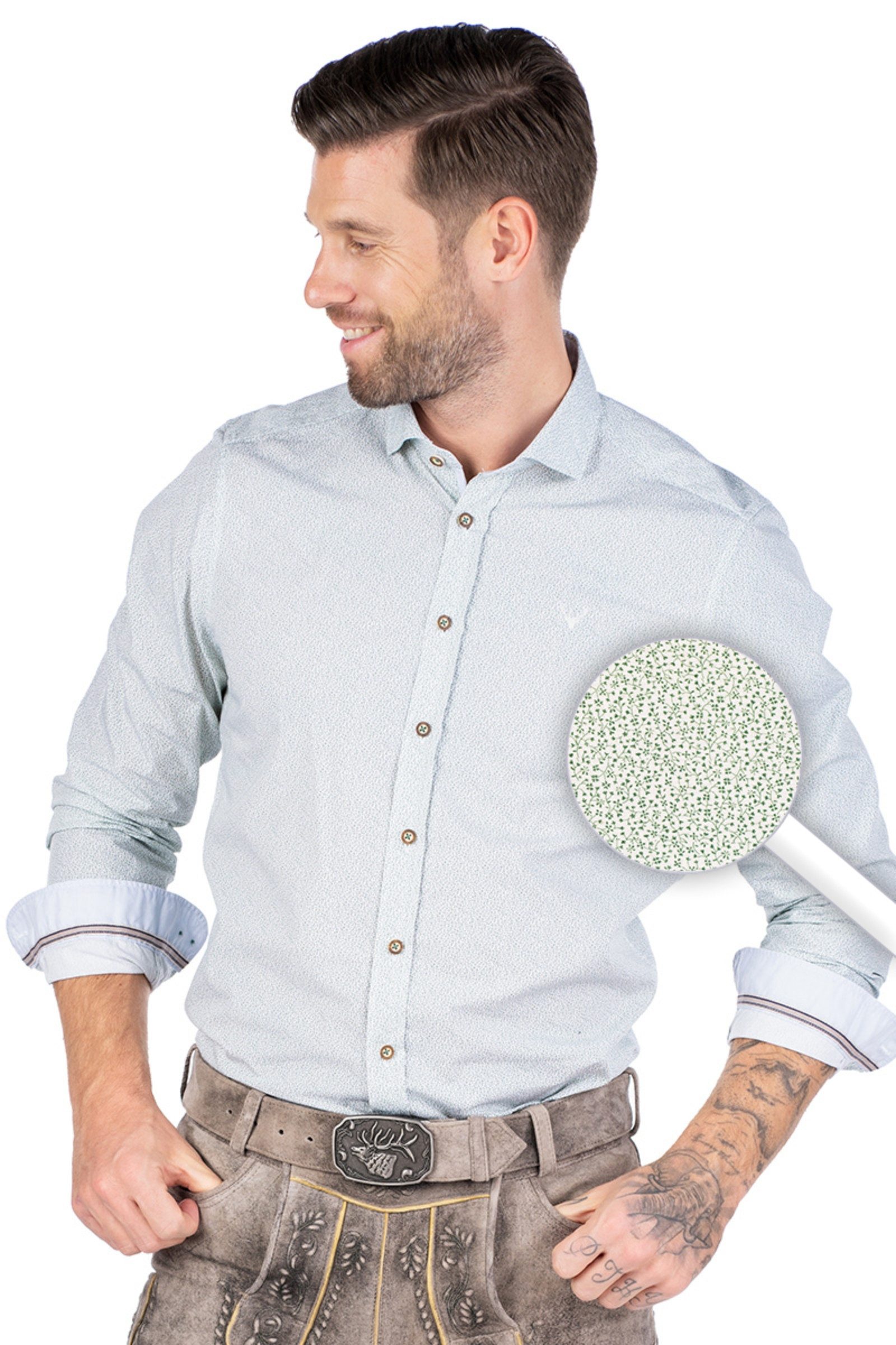 Hatico Trachtenhemd Trachtenhemd - ONOFRIO - weiß/grün günstig online kaufen