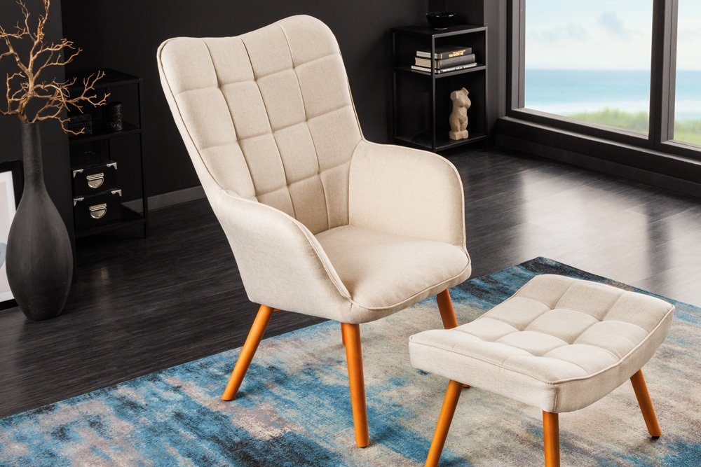 riess-ambiente Sessel SCANDINAVIA beige / Stoffbezug (Einzelartikel, natur · Massivholz Wohnzimmer 1-St), · Relax ·