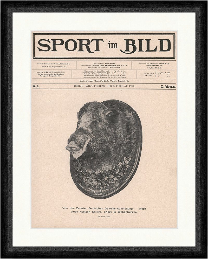BillerAntik Kunstdruck Zehnte Deutsche Geweih-Ausstellung Jagd Keiler Kopf F_Vintage 00558 Ge, (1 St)
