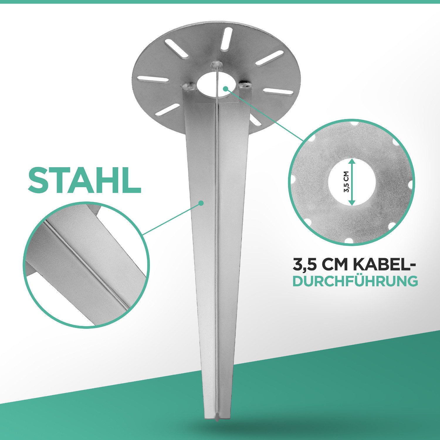 Kamelio Bodenhülse 1x Erdspieß Metall 30cm für Gartenleuchte Außenleuchte Steckdose, (1-St)