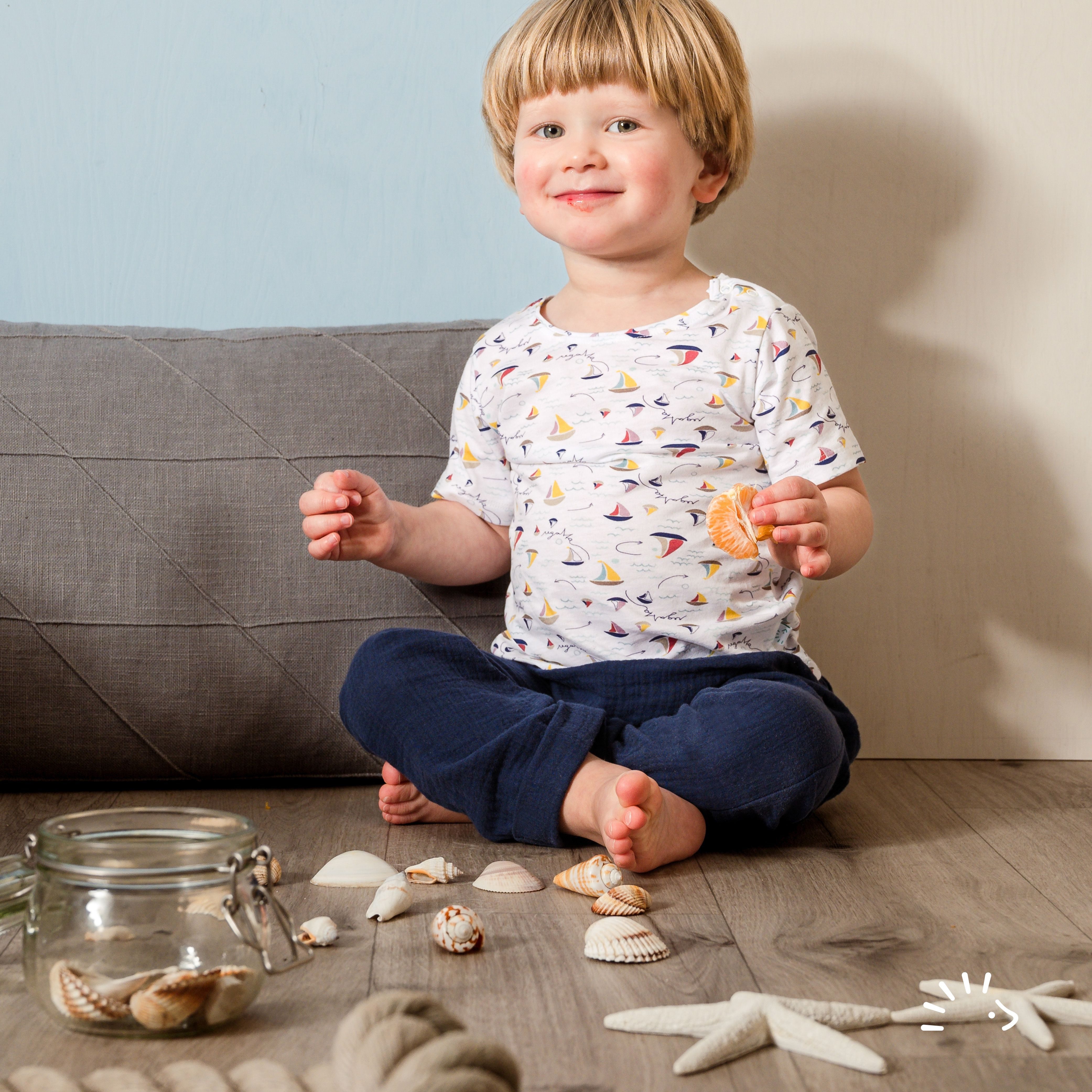 Popolini Chinos iobio Musselin Babyhose lang für heiße Tage