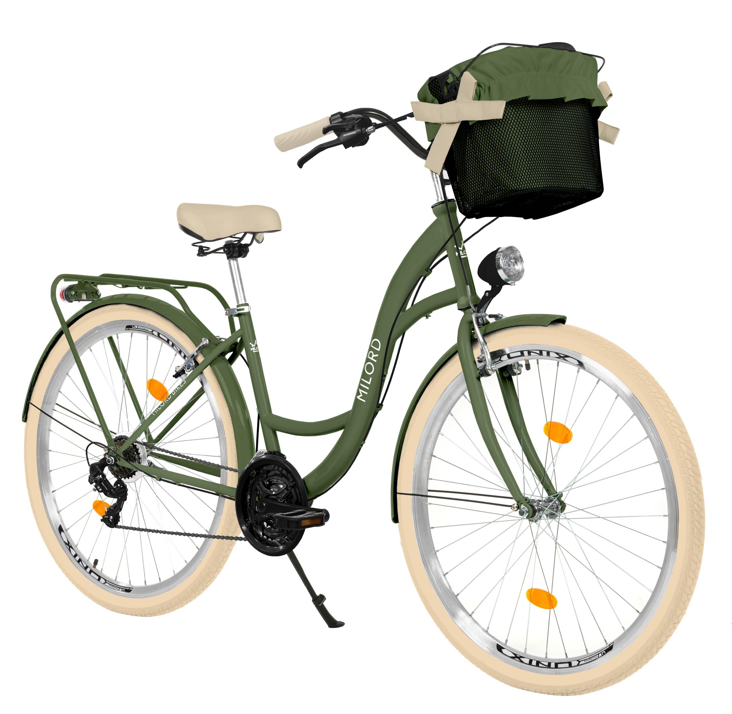 Cityrad Damenfahrrad Citybike Mit Metallkorb Fahrrad, 26/28 Zoll, 21-Gang