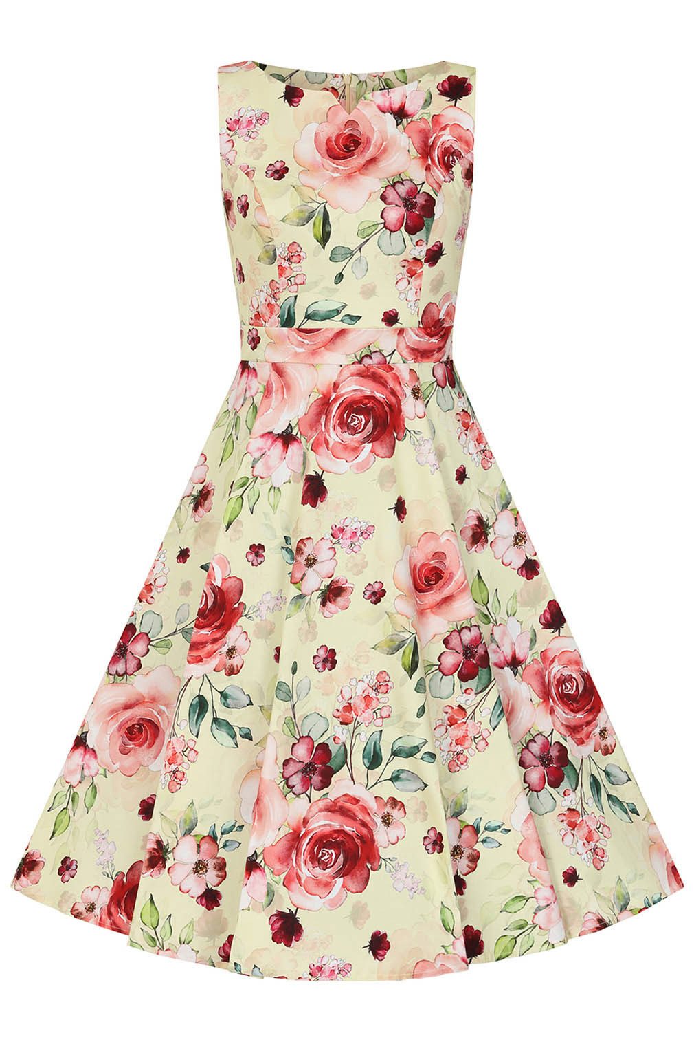 Hearts & Roses London A-Linien-Kleid Buttercup Rose Blumen Floral Vintage Retro 50er