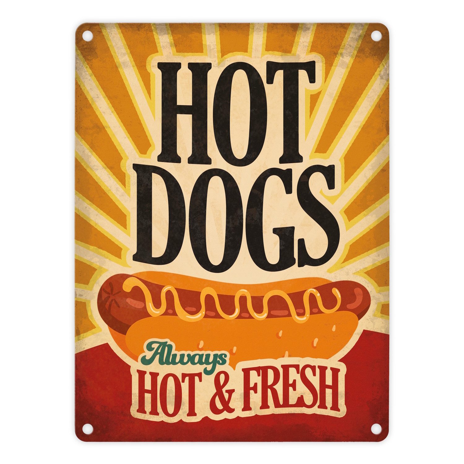 speecheese Metallschild Metallschild mit American Diner Classics Hot Dogs M günstig online kaufen