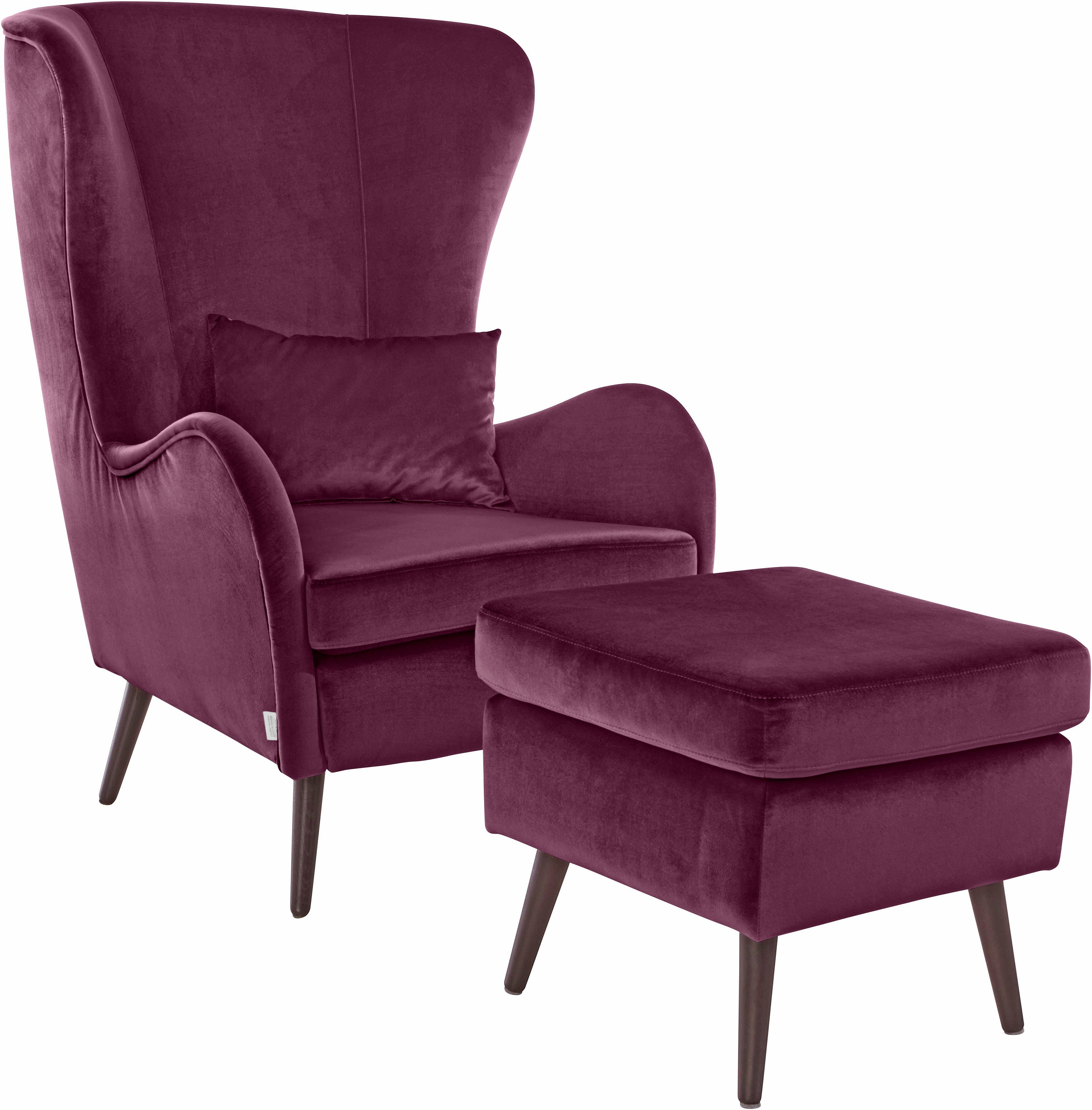 Home affaire Sessel Sallito, TV-Sessel, Ohrensessel mit, Hocker, in vielen Bezugsqualitäten, auch in Samtcord