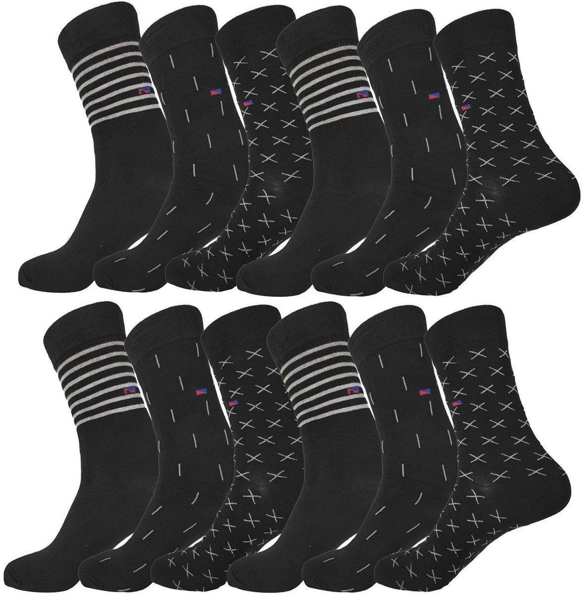 EloModa Basicsocken 12 Paar Herren Socken Muster klassischer Form Freizeit Sport (12-Paar) 12 Paar, Mix1