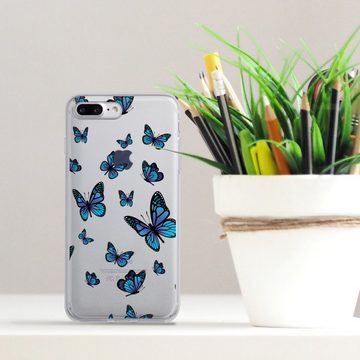 DeinDesign Handyhülle Schmetterling Muster transparent Butterfly Pattern Transparent, Apple iPhone 7 Plus Silikon Hülle Bumper Case Handy Schutzhülle