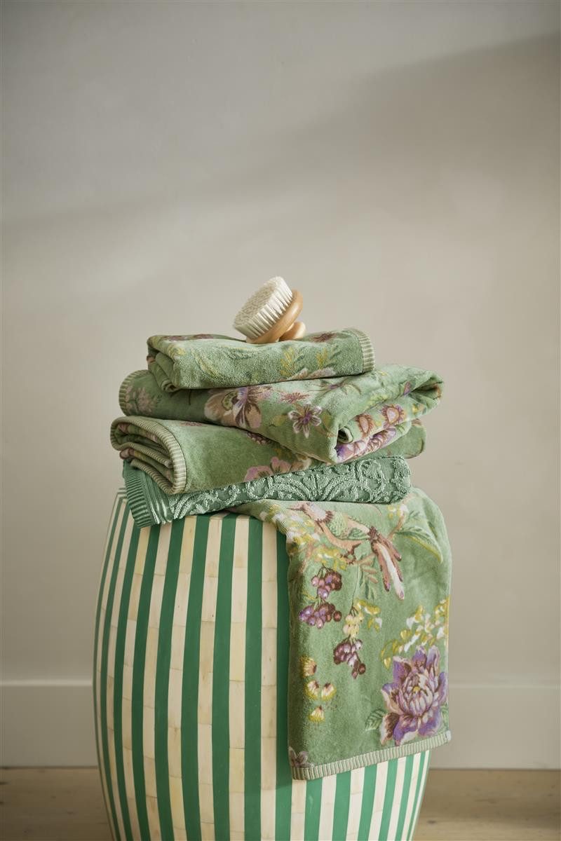 PiP Studio Handtuch Secret Garden Duschtuch green 70x140cm (1 Stück), 100% Baumwolle (320894)