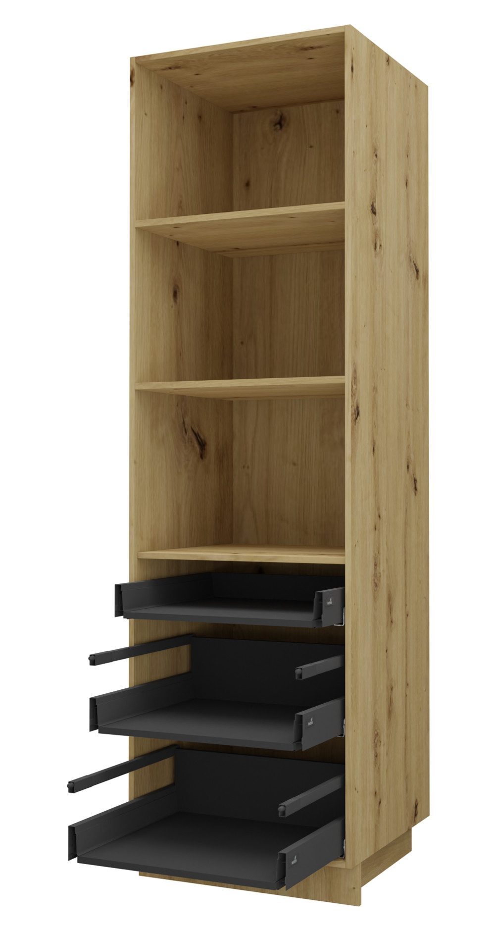 Feldmann-Wohnen Backofenumbauschrank Kvantum (Türscharniere mit Soft-Close-Funktion, 1-St., Fronten mit dekorativen Fräsungen und leicht abgerundeten Ecken) 60x59x207cm eiche artisan - vanille (Q-D14/RU/3A)