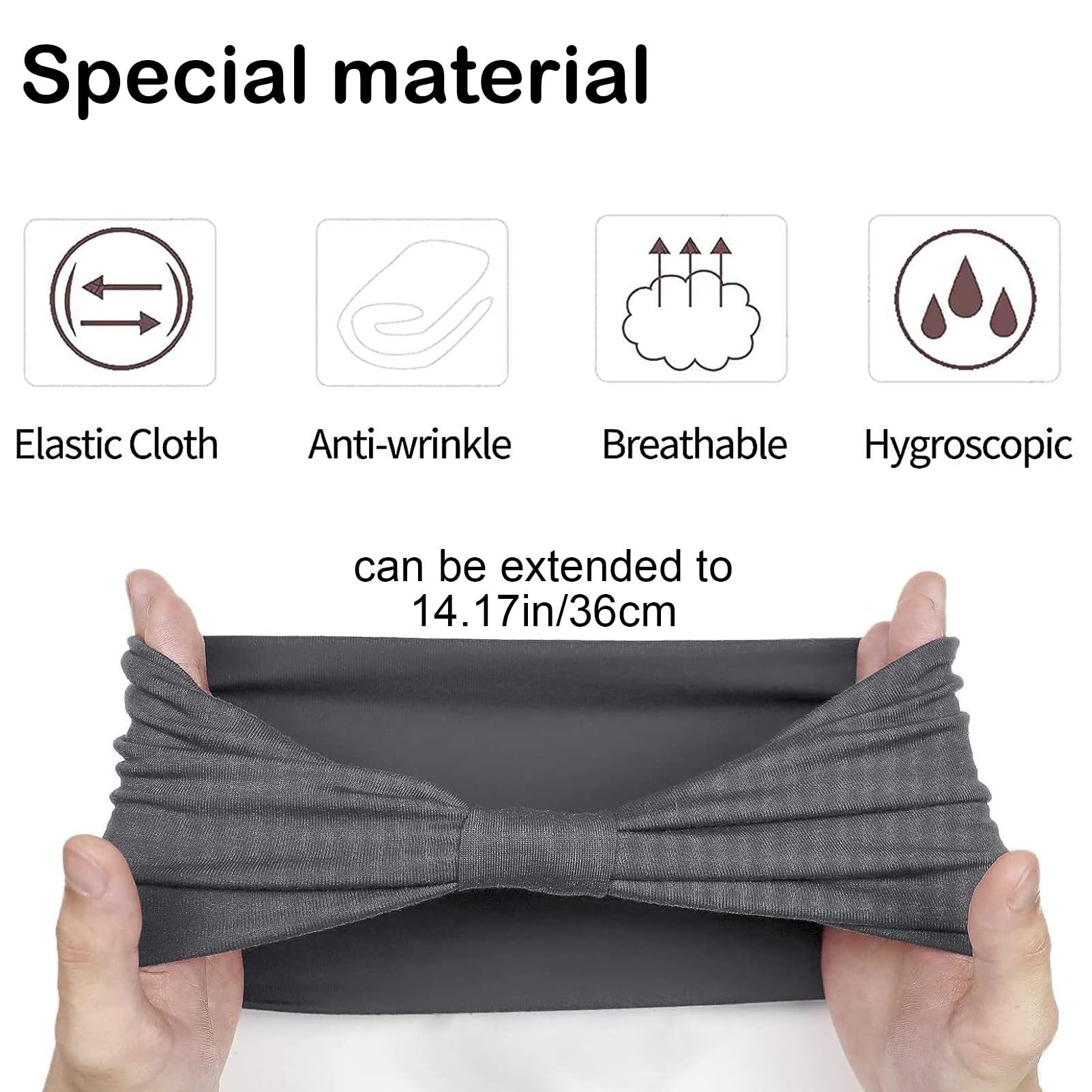 MOPUEA Haarband Set mit 6 Sport-Bandanas für Damen, Antitranspirant-Haarbänder, 6-tlg.