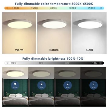 JDONG LED Deckenleuchte Compatible mit Alexa und Google Home Flach Rund WIFI LED Deckenleuchte, LED fest integriert, Tageslichtweiß, Flach Rund Smart LED Deckenlampe