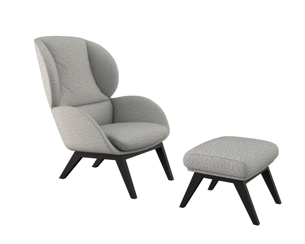 FLEXLUX Ohrensessel Adria Designsessel, Loungesessel, Stil & Komfort, organische Form, Fuß Holz schwarz